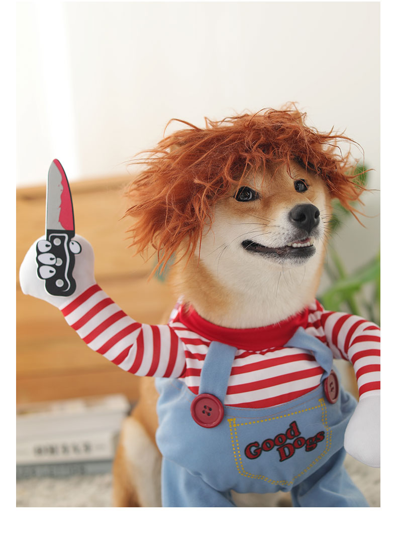 抖音同款狗狗拿刀衣服搞笑搞怪变身装宠物网红柴犬柯基带刀小型犬