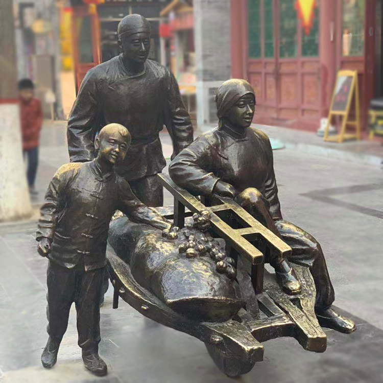 仿铜铸铜雕塑定制人物雕塑民俗孝道童趣赶集商业街步行街小品舞台道具