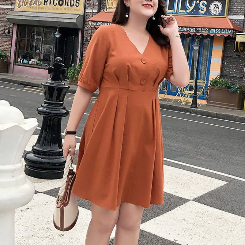 胖女人时尚显瘦的遮肚子连衣裙子胖妹妹大码女装显瘦2022通勤小众遮肚