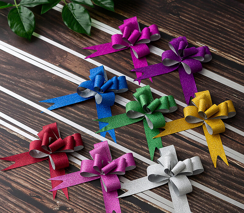 拉花蝴蝶结彩带懒人蝴蝶结成品手拉花礼盒装饰彩带婚庆装饰丝带金葱