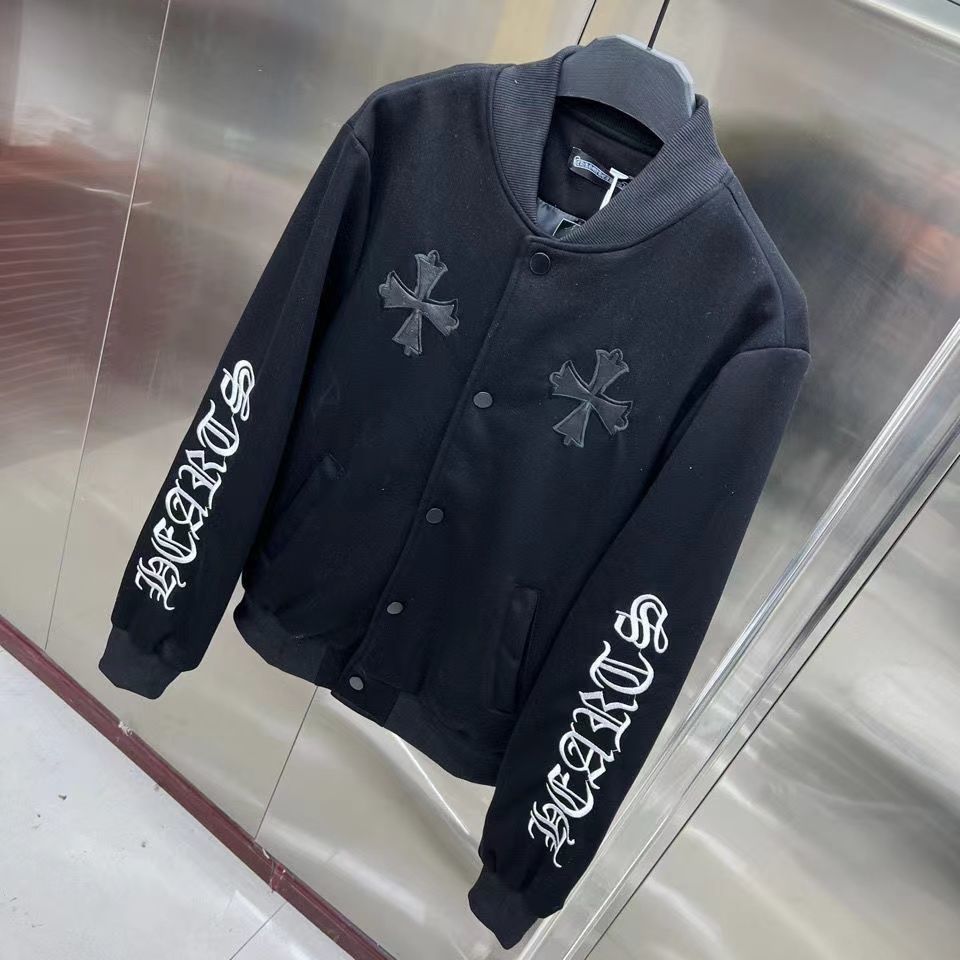 克罗心ch同款春夏款男士十字梵文夹克韩版外套网红ins百搭炸街上衣男