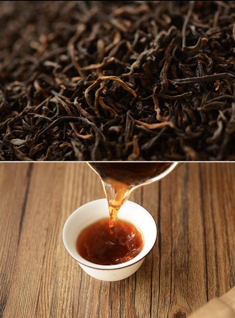 云南茶叶陈年熟茶普洱熟普金芽大叶种大树茶醇香型散茶袋装500克牛皮