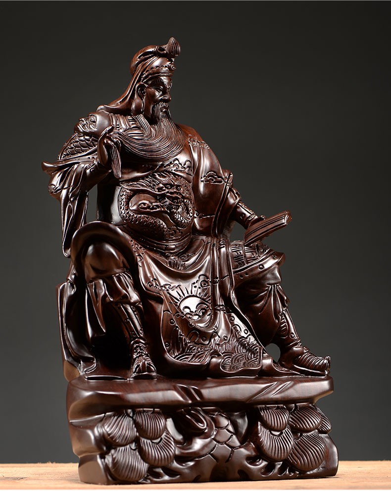 善逸木雕摆件关公神像关二爷夜读春秋实木仿古武财神木制工艺品办公室