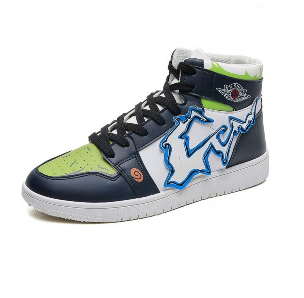 火影忍者鞋秋季火影忍者动漫男鞋冬季学生高帮板鞋百搭韩版v17蓝色37