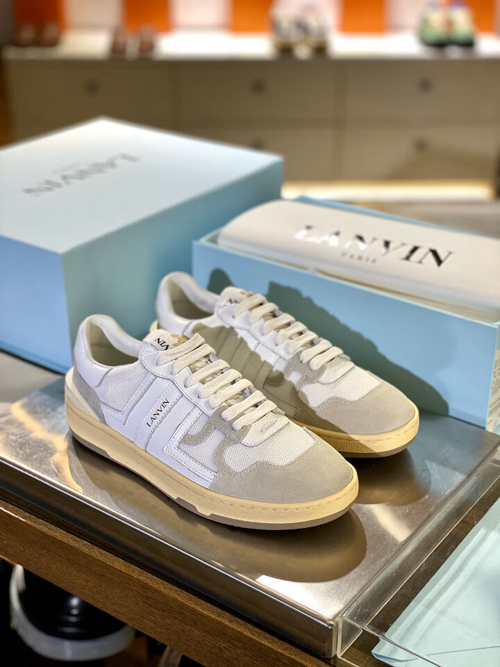 【潮流男性】lanvin浪凡鞋浪凡男女鞋复古拼色系带休闲运动鞋平底板男