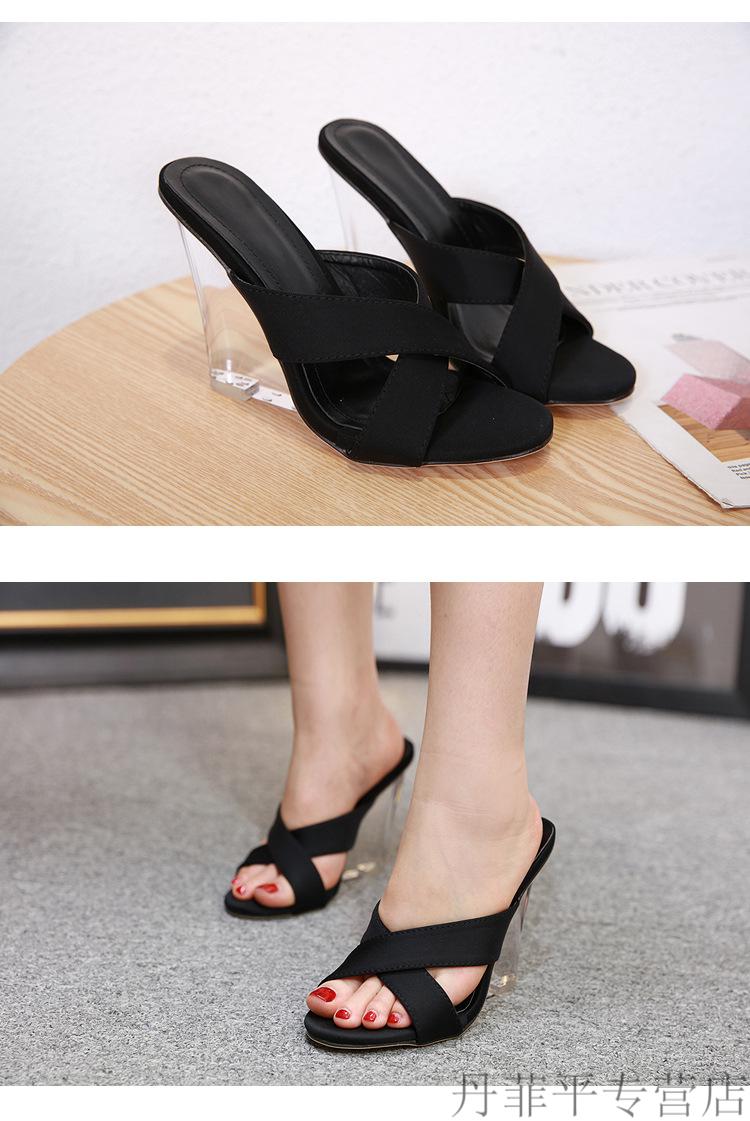 女鞋欧美鱼嘴坡跟超高跟凉鞋女绿色35