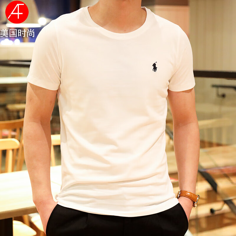2022夏季新款美国保罗短袖t恤男士纯棉圆领薄款套头半袖男休闲百搭
