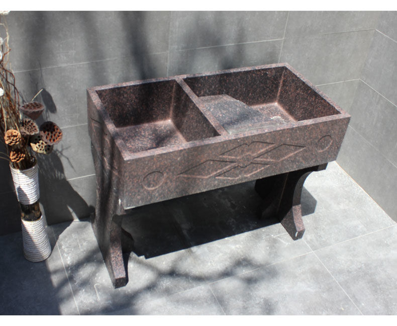 右九户外水泥洗衣池带搓板仿大理石庭院一体室外洗衣水槽老式水泥池子