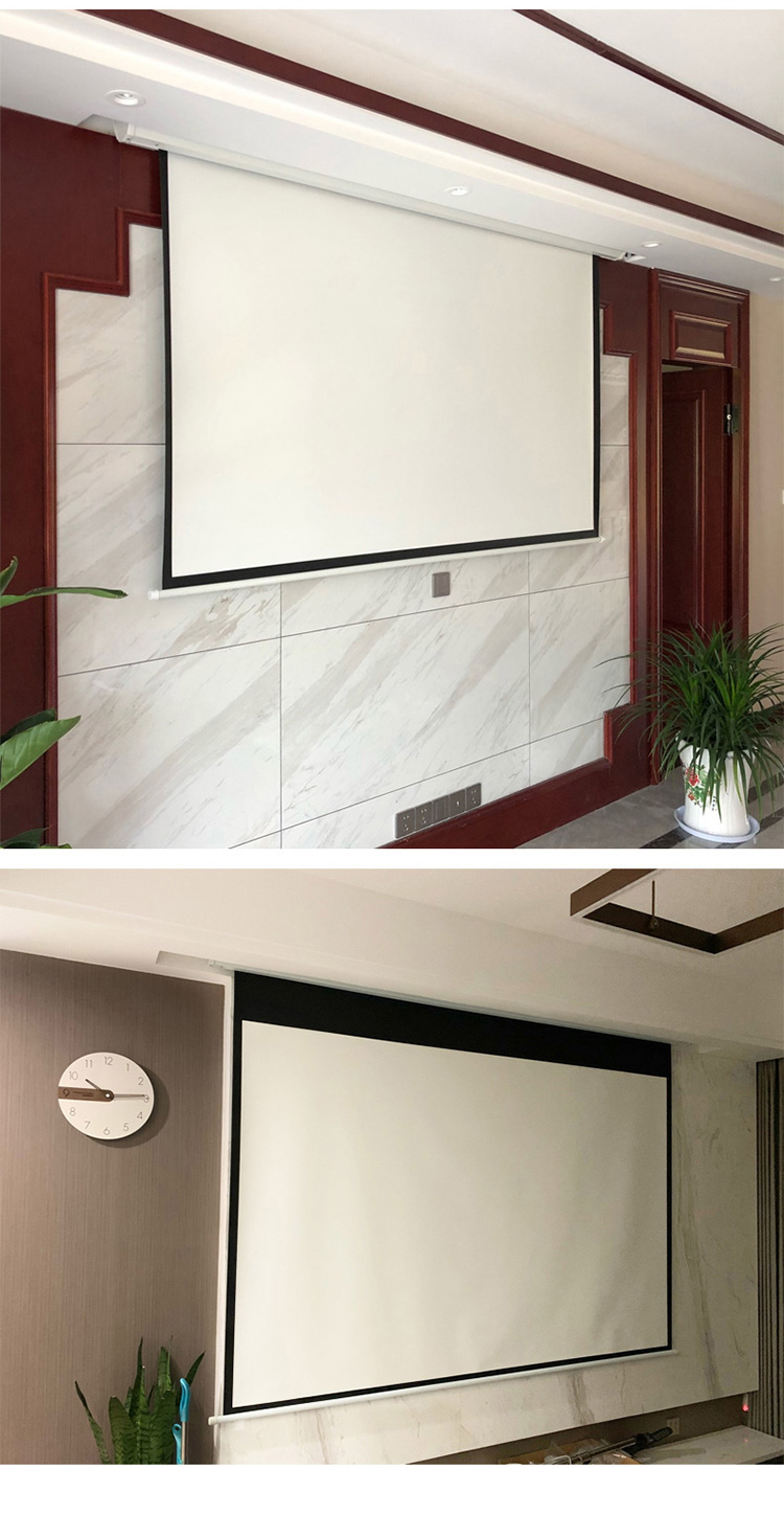 电动投影幕布隐藏式投影仪幕布电动升降壁挂家用卧室家庭影院坚果当贝