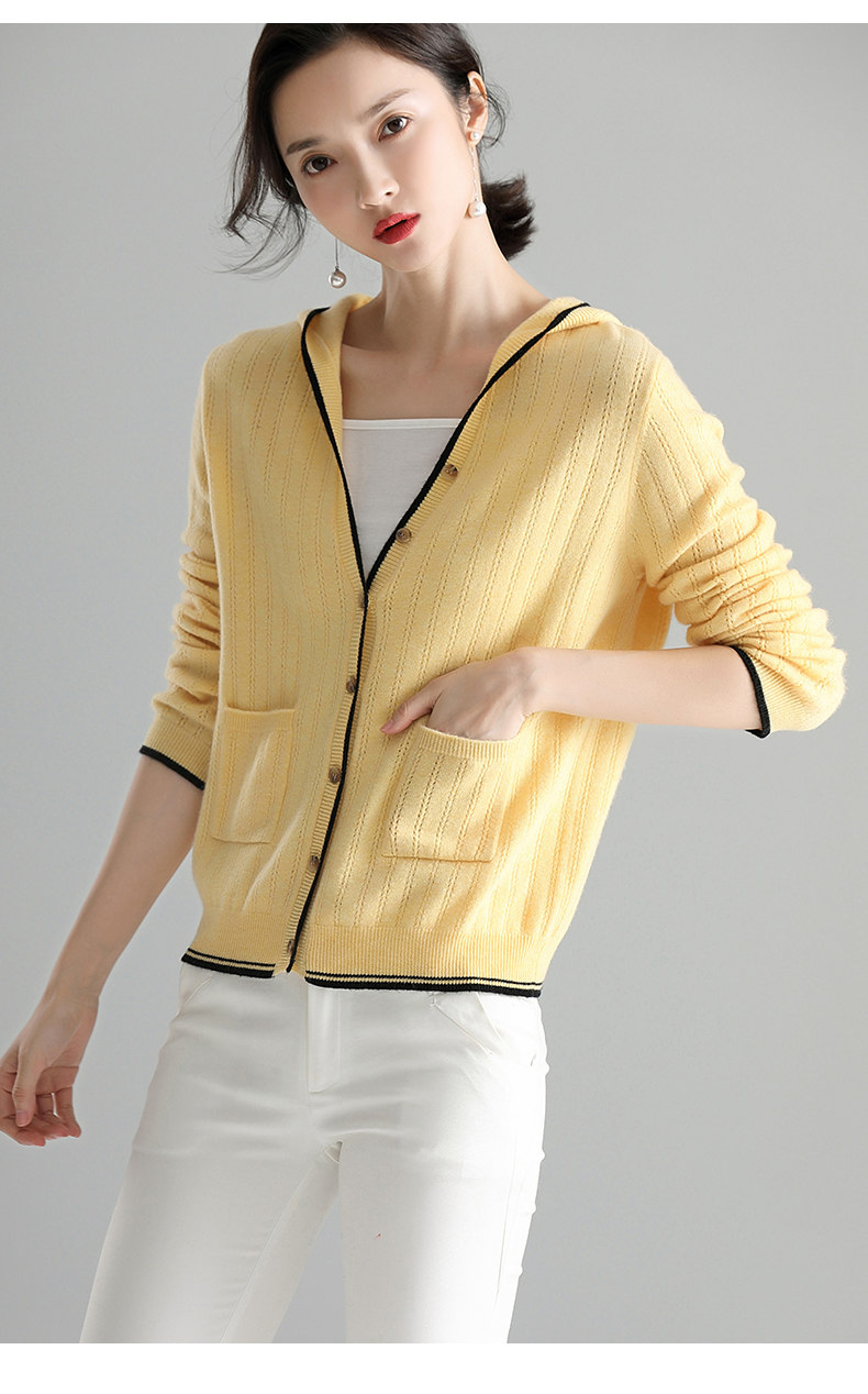 薄线衣女开衫2020新款春季羊毛女短款外穿时尚百搭宽松连帽针织外套薄