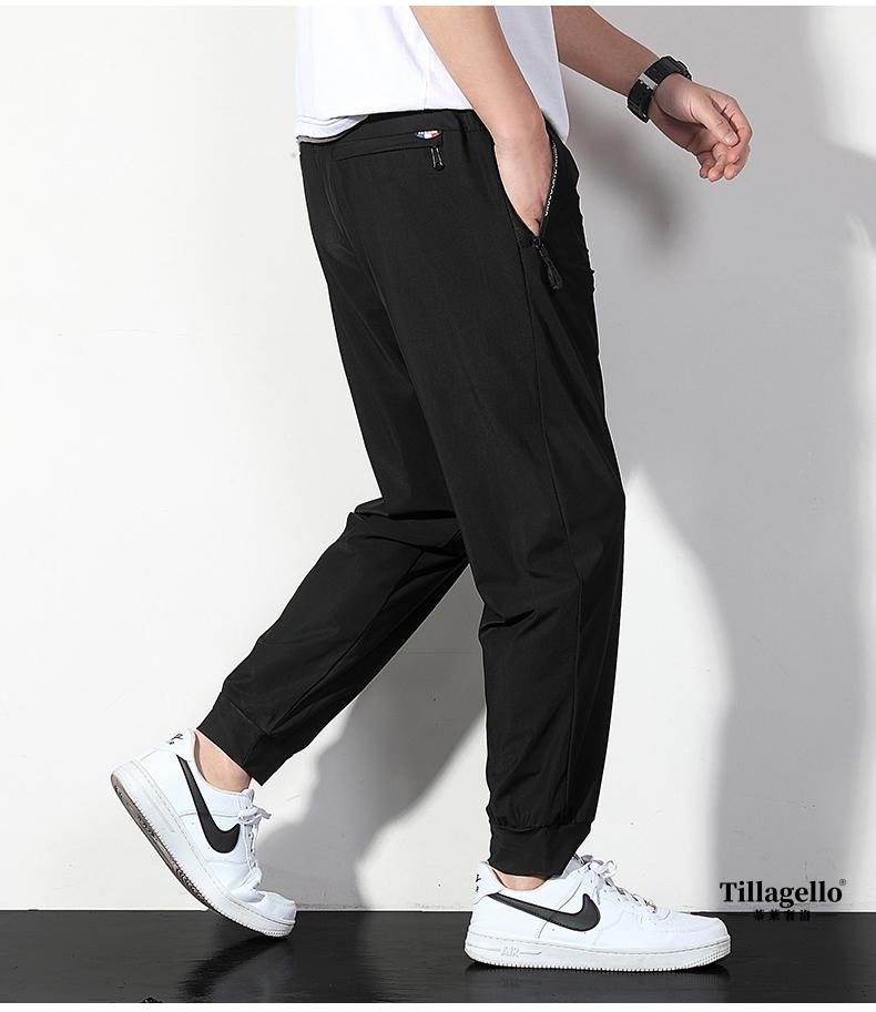 蒂莱奢洛tillagello轻奢侈高档品牌夏季薄款冰丝运动裤男速干长裤宽松