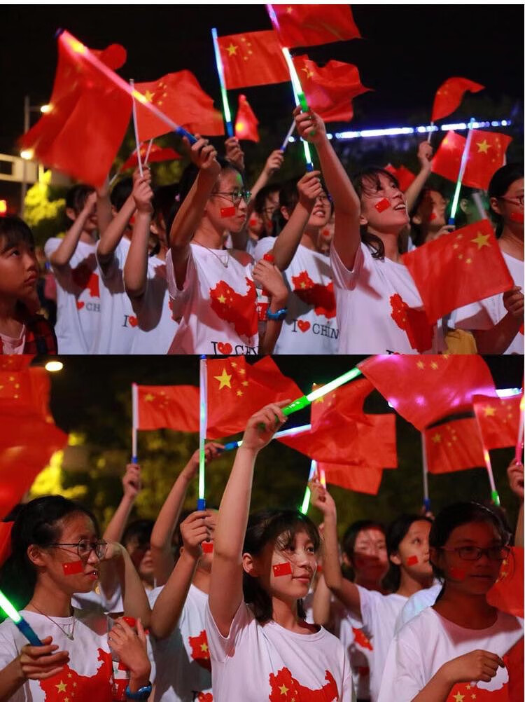 国庆发光手摇小国旗国庆节发光手拿闪光手摇五星红旗夜市地摊小礼品
