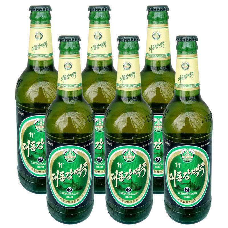 朝鲜大同江啤酒金2号进口500ml6瓶黄啤拉格丹东旅游特产瓶装金21箱6