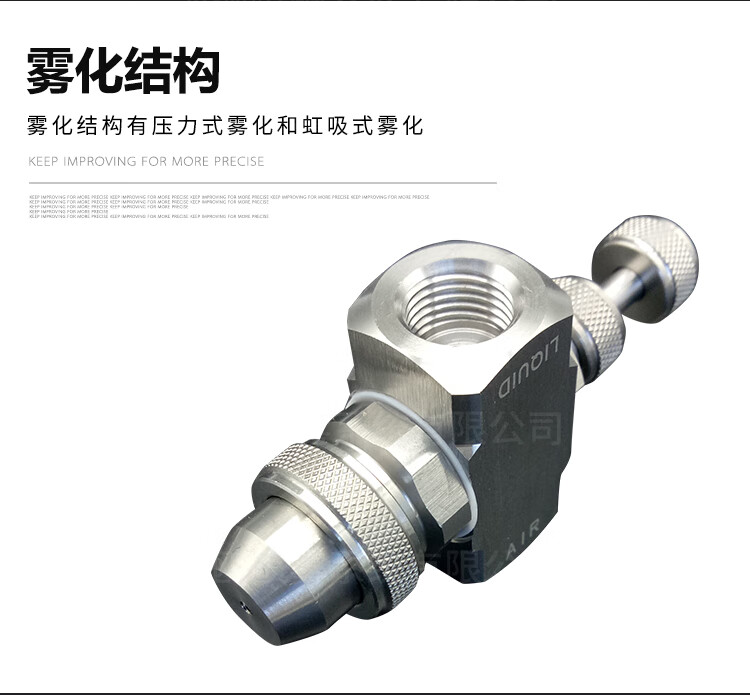 不鏽鋼高壓空氣霧化噴頭二流體氣水混合扇形噴嘴水霧狀除塵抑塵可調外