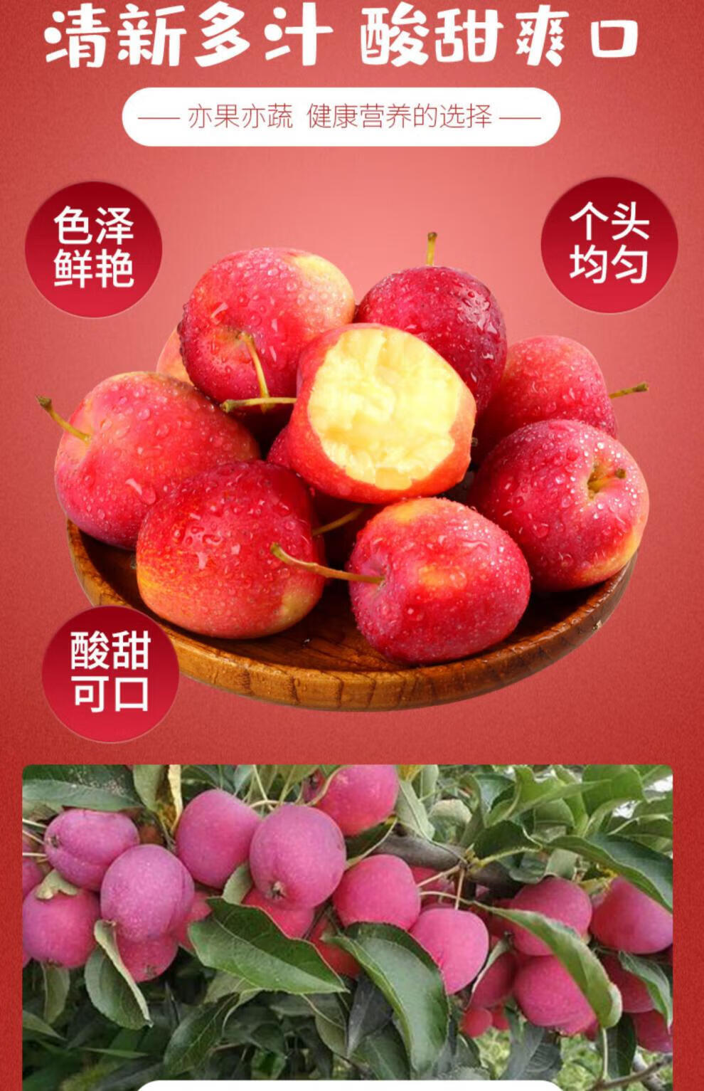 东北鸡心果整箱5斤新鲜当季水果海棠果红沙果酸甜特产小苹果 60mm以下