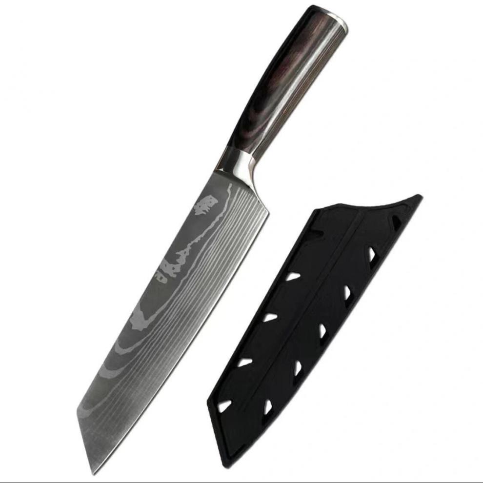 不锈钢家用锋利免磨不粘小菜刀切肉切片刀厨师刀三件套锻打8寸厨师刀1