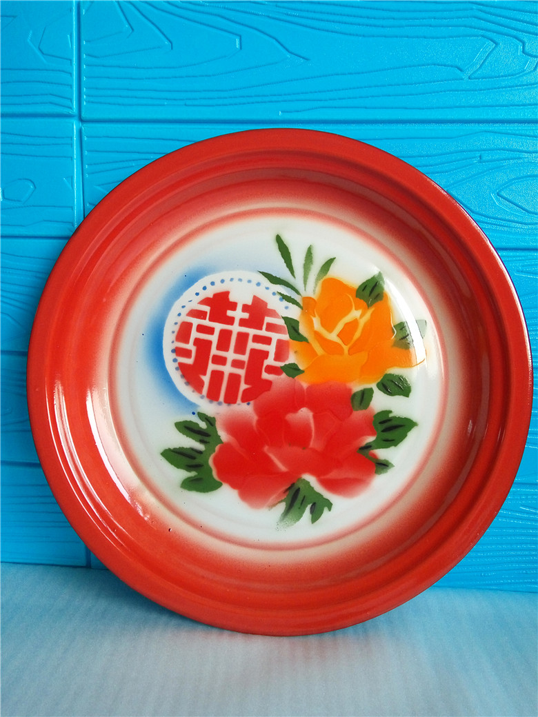 老式茶盘老式搪瓷茶盘子家用菜盘大盘鸡盘鱼盘托盘铁盘瓷盘婚庆茶具盘