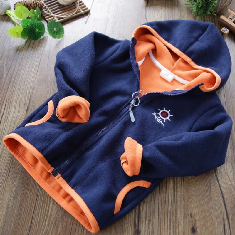 Children's jacket spring and autumn big boy plus velvet thick fleece boy's autumn wear middle and big boy's velvet jacket men's jacket G anchor sling navy blue anchor sling coat standard 150/155, recommended height 145