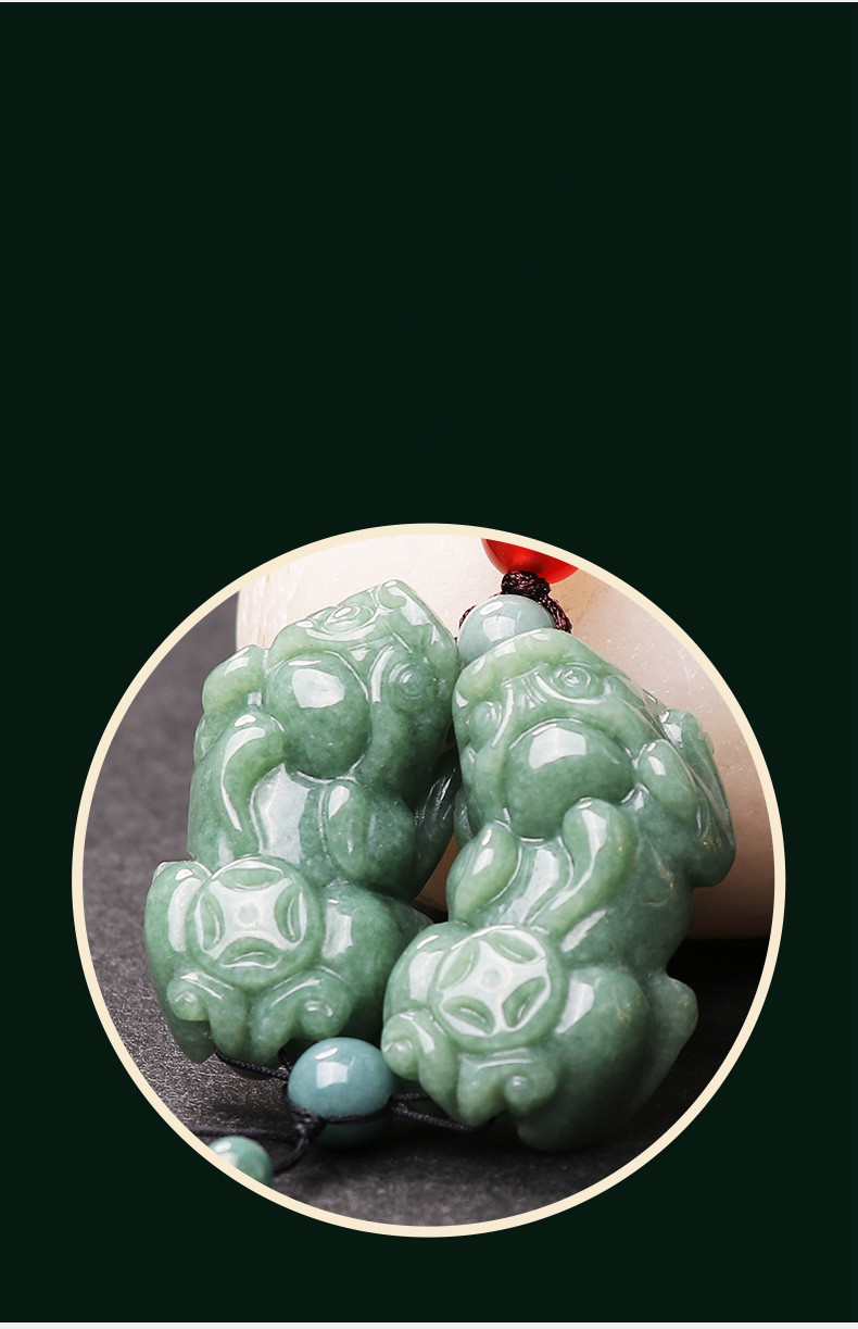 汽车钥匙扣挂件一对女精致手工貔恘皮丘挂饰男翠绿色挂绳公貔貅送证书