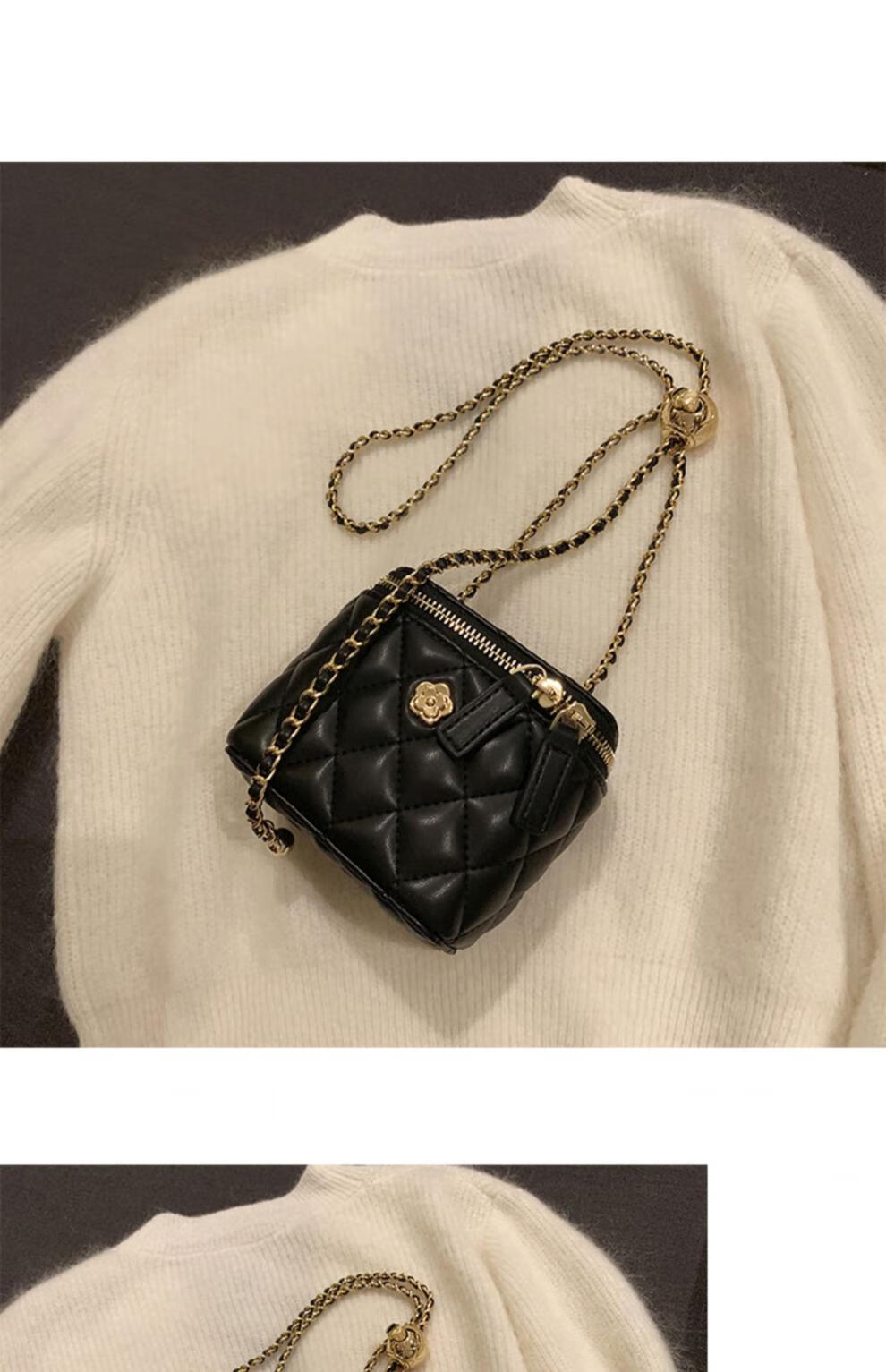 ck小简名ck山茶花菱格盒子链条小包包女2021新款感质感迷你单肩斜挎包