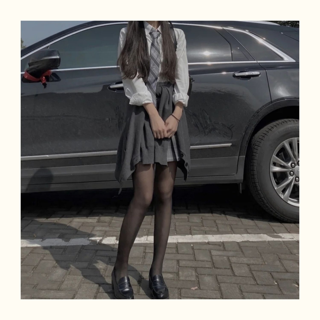 假透肉jk学姐黑丝配靴子的加绒黑丝光腿神器袜元素黑透肤230克连袜