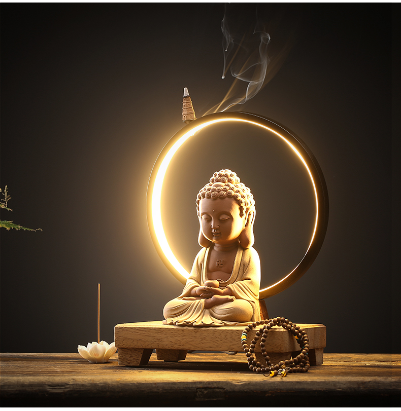 卡汐沐新中式禅意释迦摩尼佛佛像摆件风水供奉客厅玄关桌面装饰品释迦