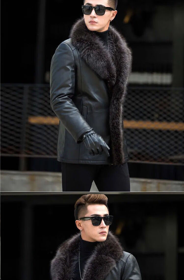 花花公子海宁皮衣男真貉子毛皮毛一体皮草男士皮夹克羊羔绒冬季外套