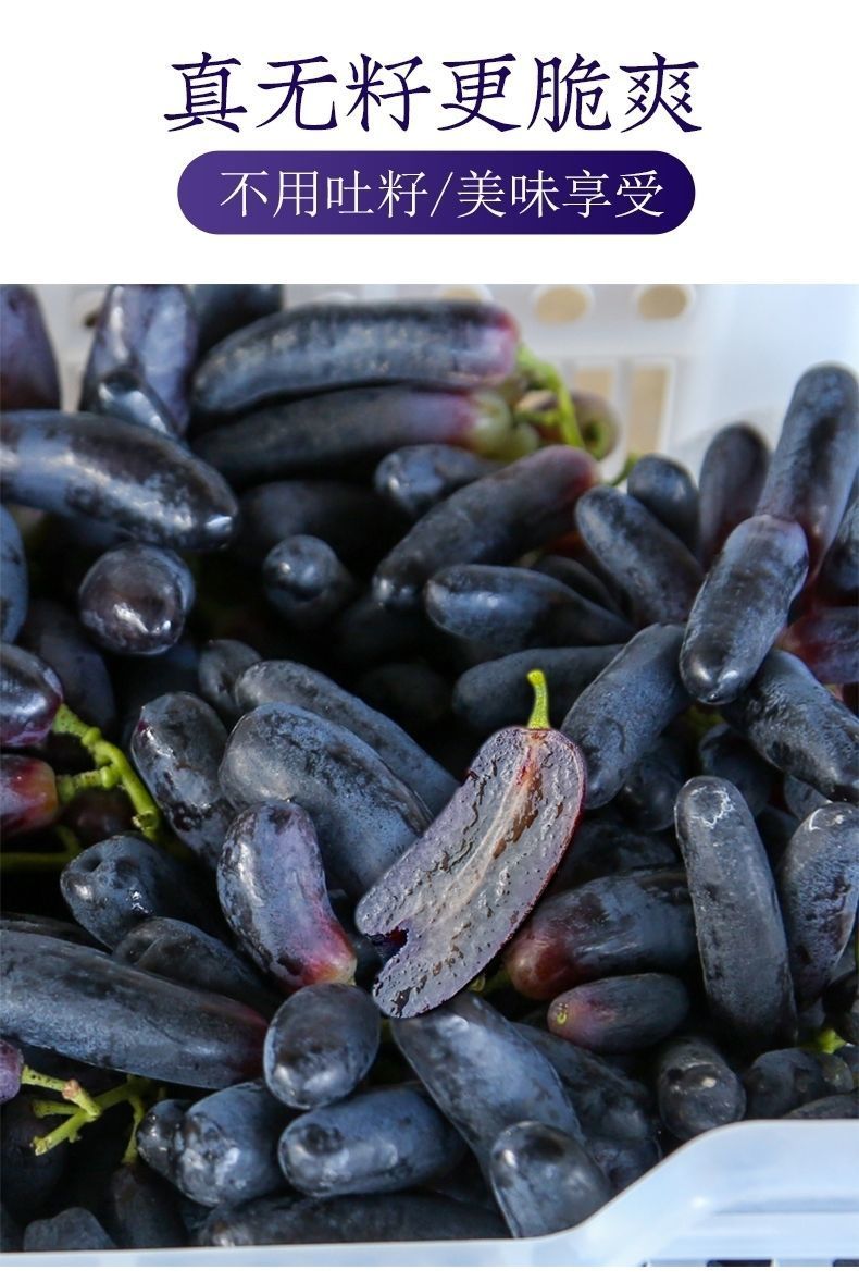 蓝宝石无籽葡萄金手指美人指黑美人提子新鲜水果特级果品质高待客送礼