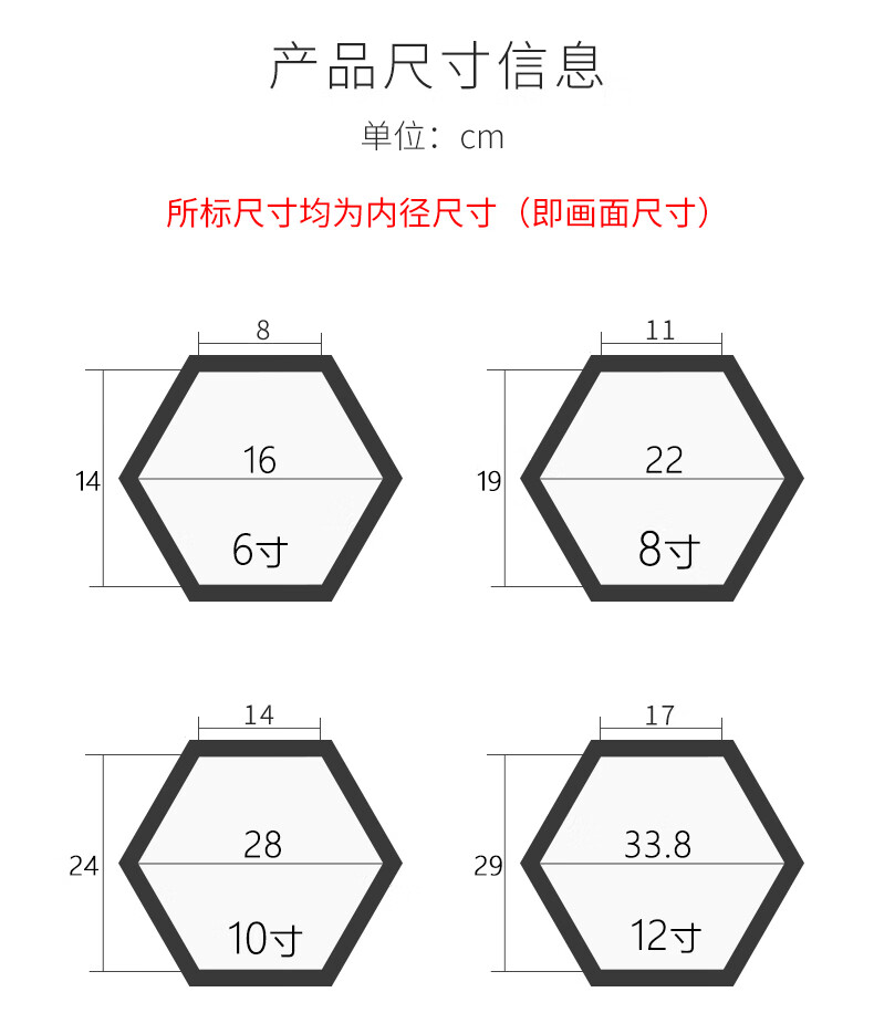 多边形文化照片墙装饰画菱形组合挂墙诗华年 亚银色 六角框16寸【图片
