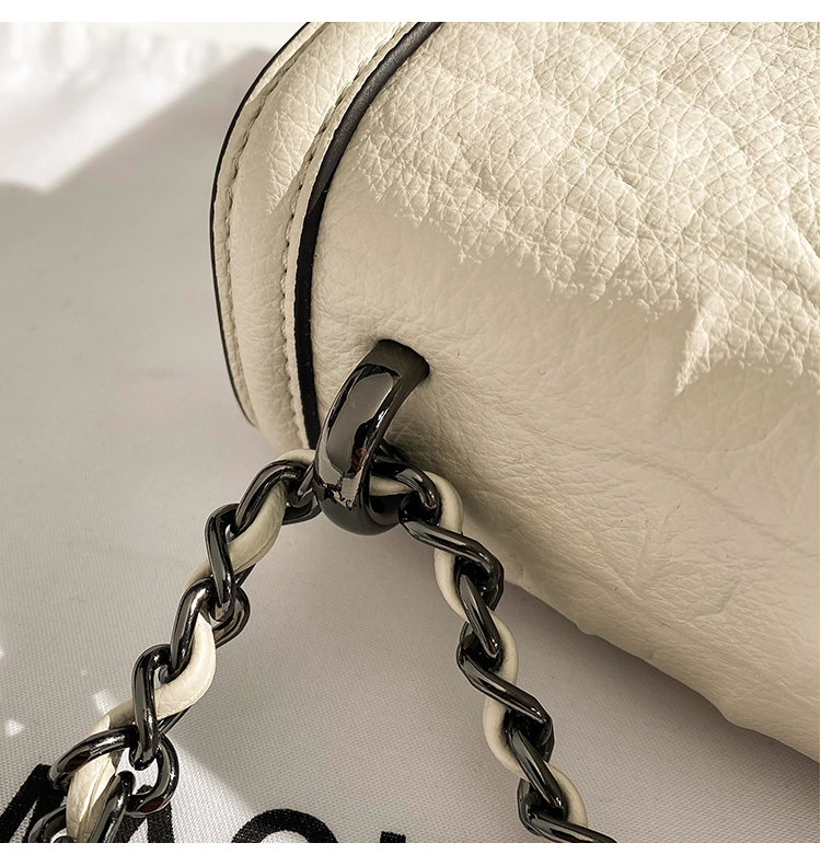 香港mack jhosel秋冬真皮哈顿链条小方包腋下包包女2022新款斜挎 白色