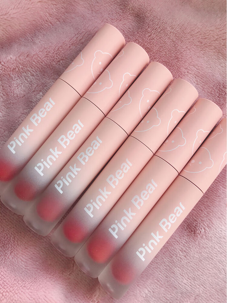 夏季护肤pinkbear皮克熊可唇釉联名小奶棒唇泥丝绒女雾面显白l310白桃