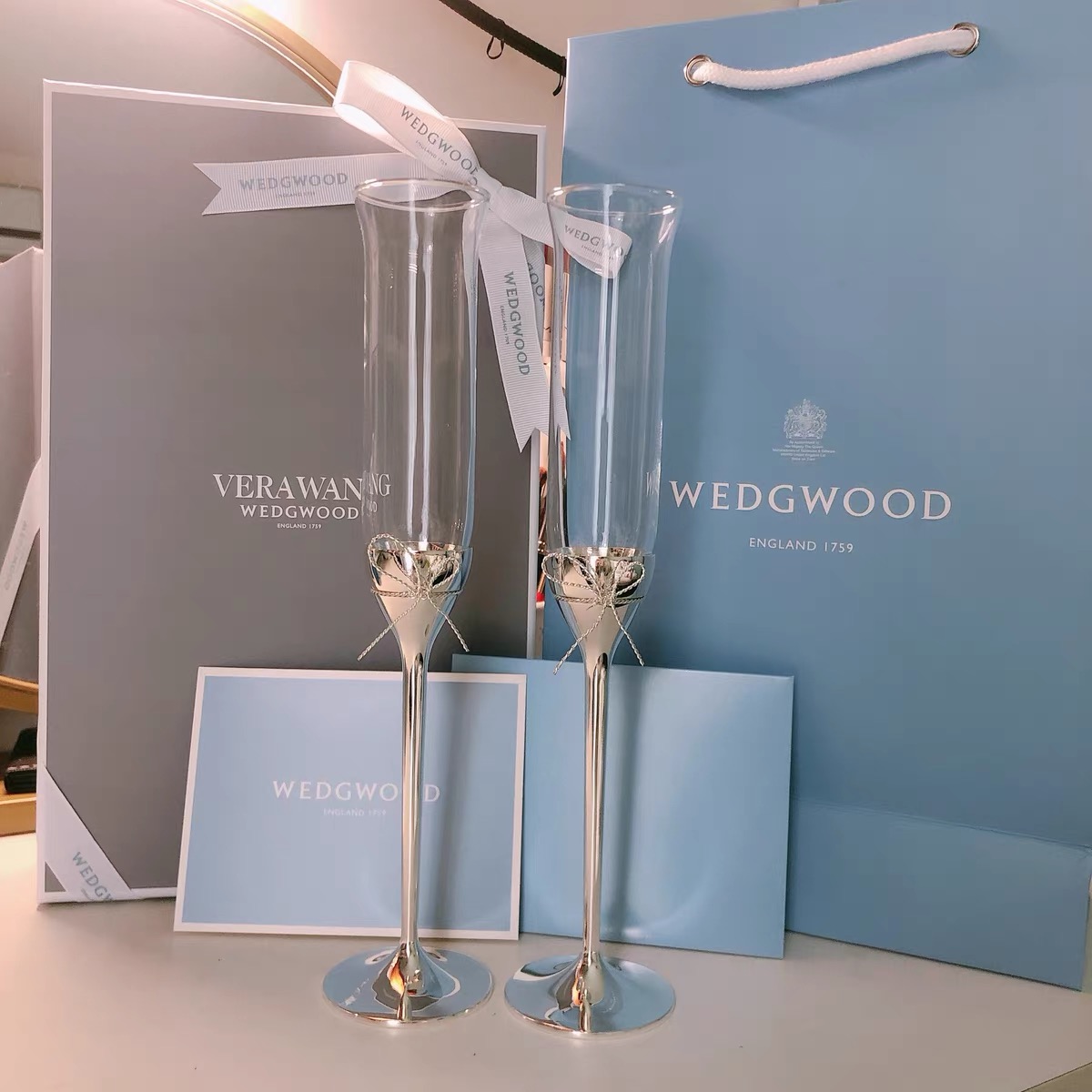 verawang杯 wedgwood王薇薇verawang香槟杯高脚杯爱之结绳对杯礼盒装