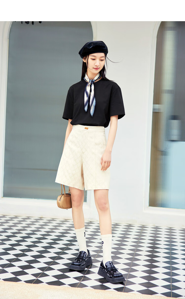 【商场同款】太平鸟品质线系列短袖t恤女配2021新款a1dab2825 米色 s