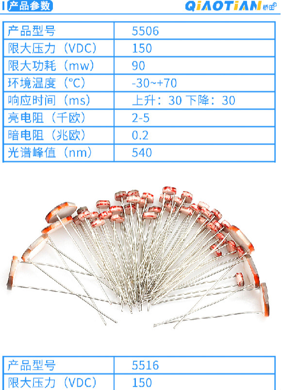 5506 5516 5528 5537光敏电阻 光电开关 光电传感器检测元件5mm 5539