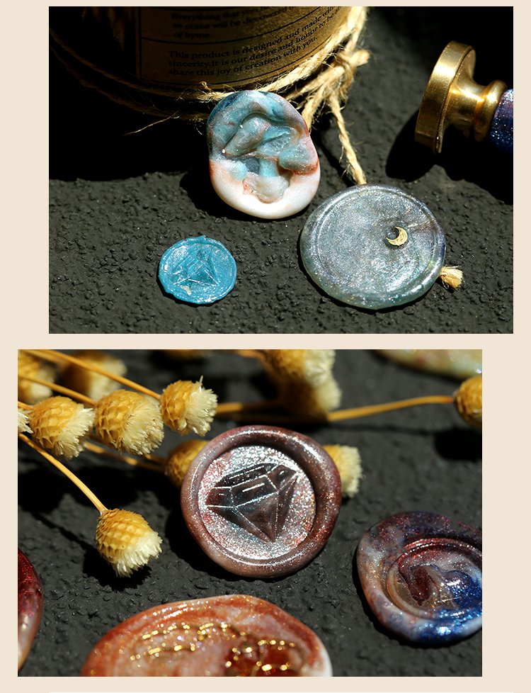 火漆印章蜡粒透明陶瓷火漆蜡条复古闪光火漆蜡透明色火漆印章信封封口