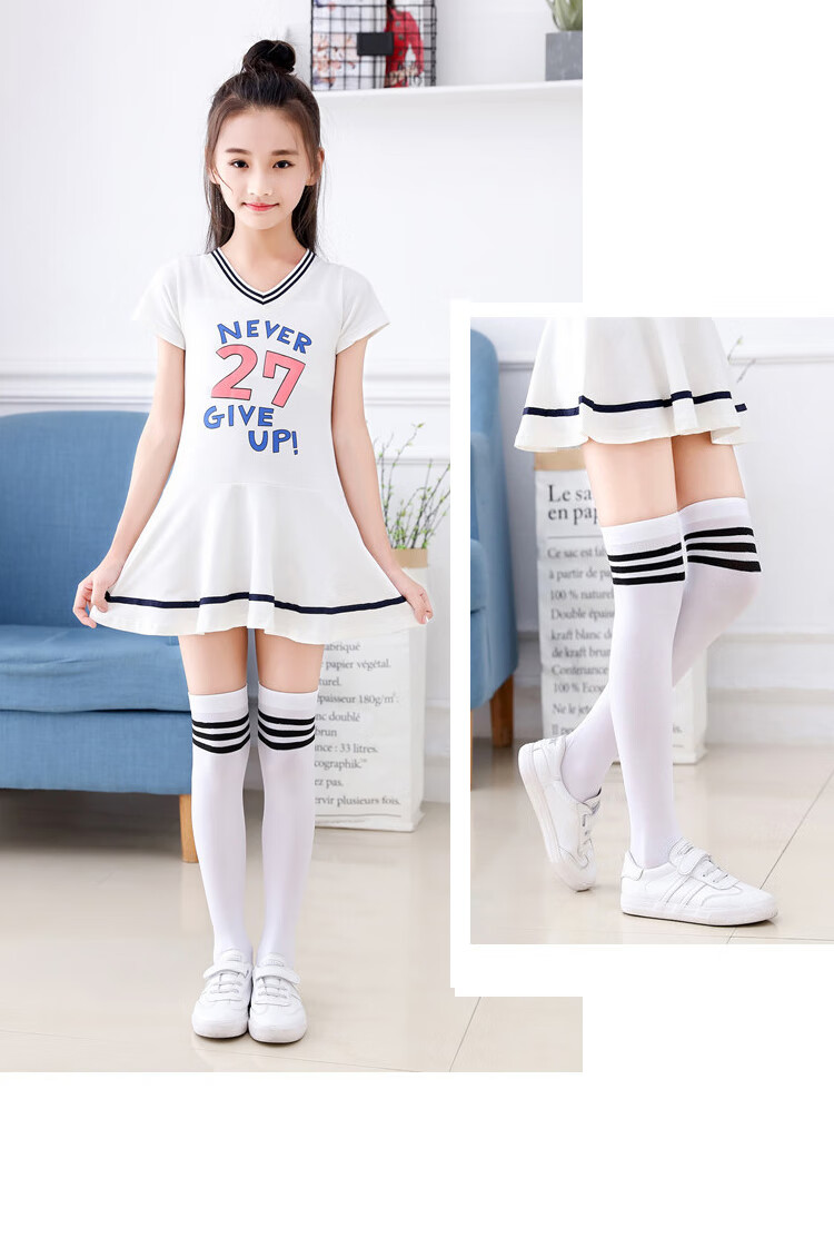 夏天儿童长筒袜女薄款幼儿童白色长中筒袜子棉质k学生少女高筒袜子宝