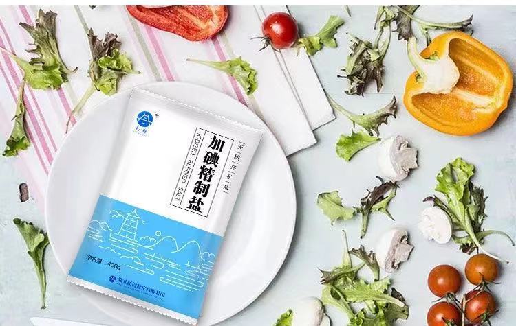 长舟加碘精制盐 盐长舟牌细盐加碘不加碘精制盐食用盐整箱家用 400g*1