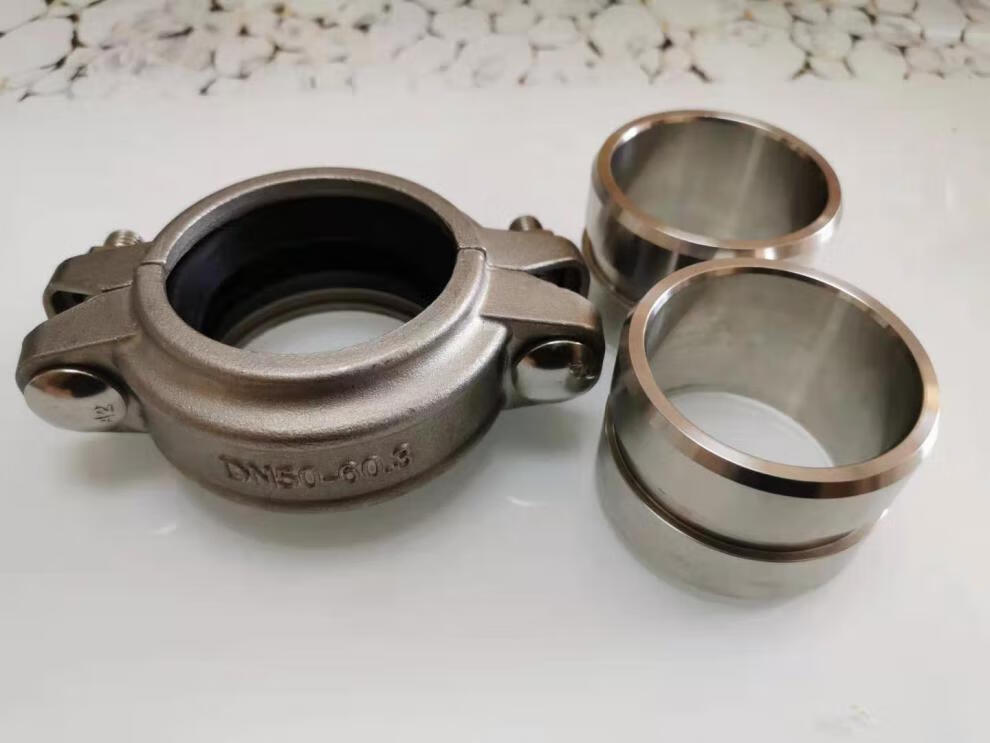 水处理哈夫节 拷贝林接头/卡箍套 304不锈钢消防卡箍沟槽短接 4件套