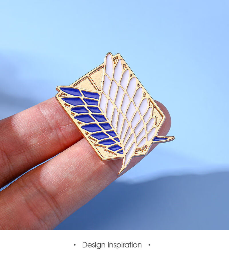 自由之翼周边卡通可爱日系情侣调查兵团金属勋徽章自由之翼银蓝简约装