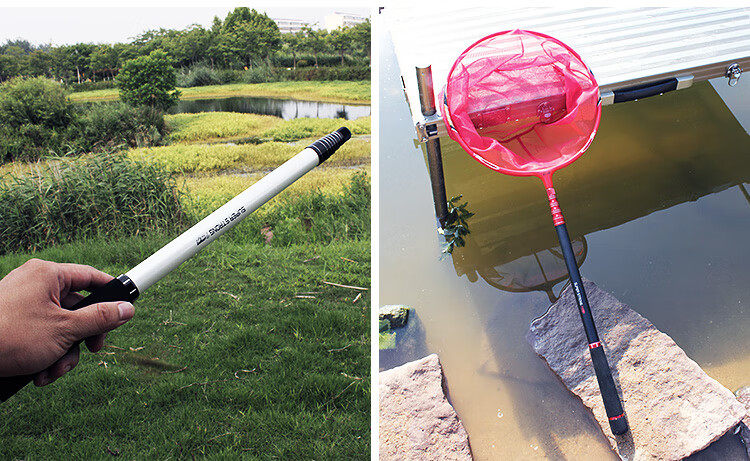 日本进口碳素高端短节抄网竿抄网杆迷你伸缩抄鱼竿超轻超硬抄鱼竿2米