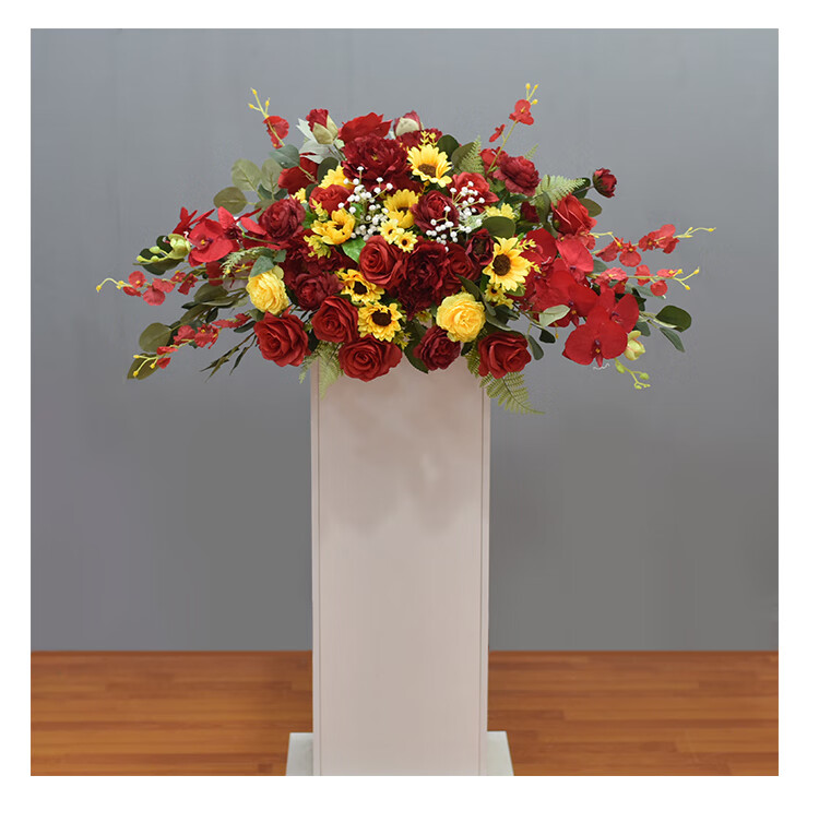 2022新款演讲台讲台花假花仿真花会议室桌面摆花发言台装饰台花 红色