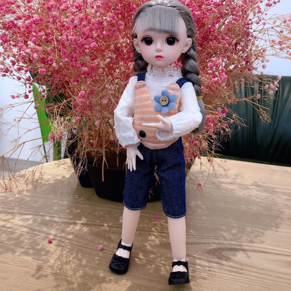 30厘米芭比娃娃6分bjd肥娃换装公主玩具27关节3d真眼女孩玩具礼物深色