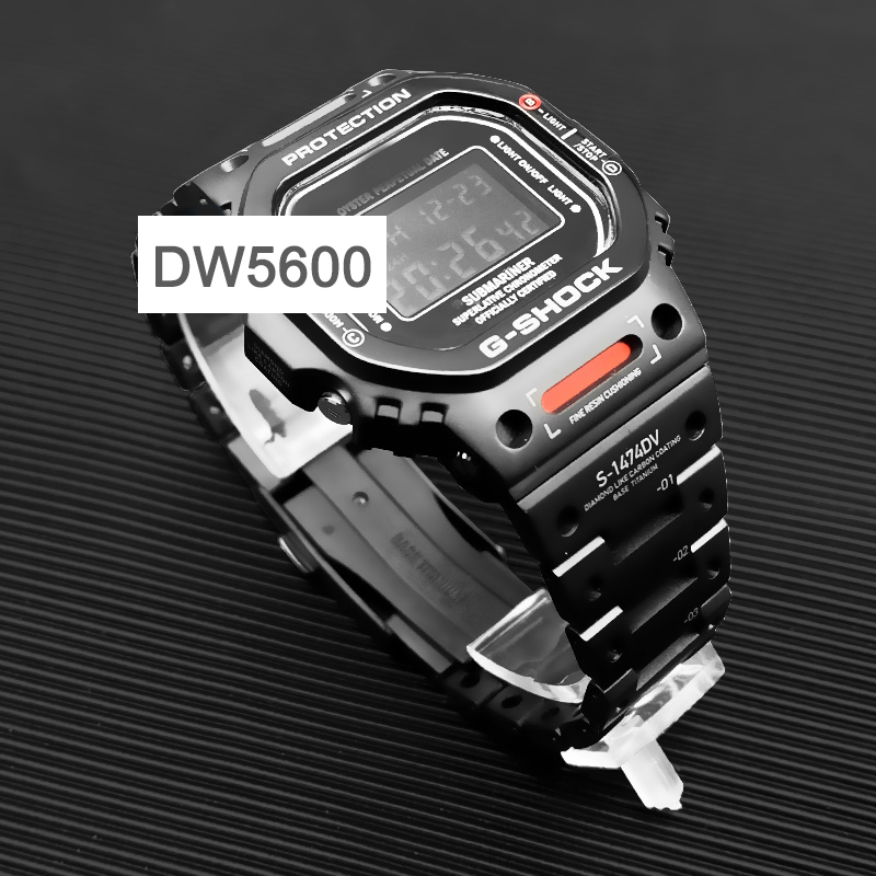 适配卡西欧小方块改装配件dw5600561 钛合金机甲黑色套装 5600mm