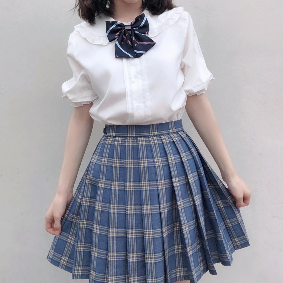 春夏lolita洛丽塔内搭少女灯笼袖娃娃领衬衫jk日系短袖学生制服白色