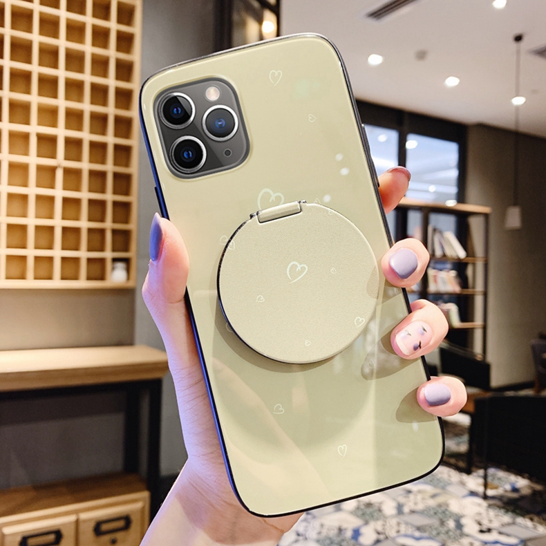 lphone11promax手机壳11pro化妆镜子玻璃保护套iphonr11pro女款支架防
