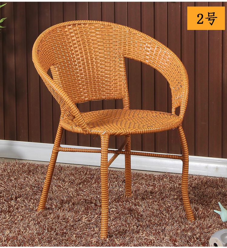 靠背椅藤条椅子家用咖啡厅现代藤编扶手餐椅单人阳台家用金色14号椅1