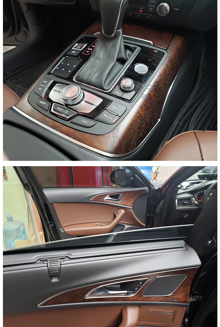 升级a6l内饰改装桃木定制12-18款a6l奥迪岑木碳纤维中控台面板装饰件