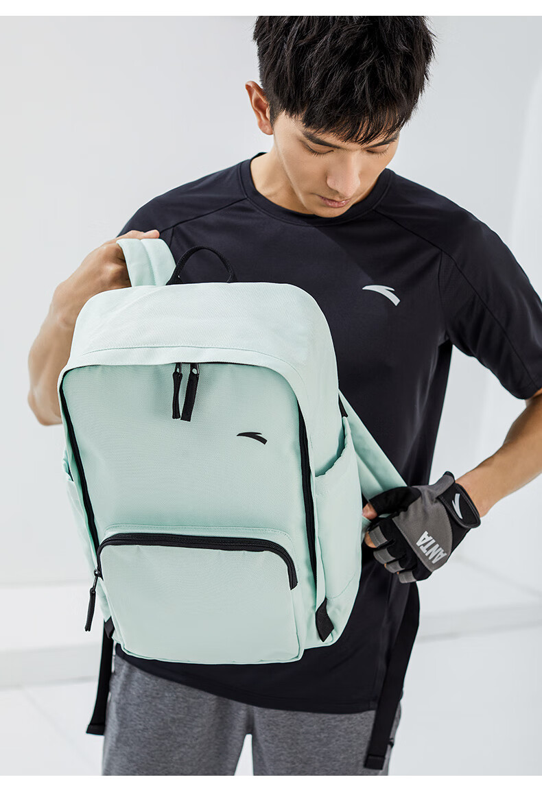 安踏双肩背包2022新款大容量旅行包女电脑包男学生潮流运动背包基础黑