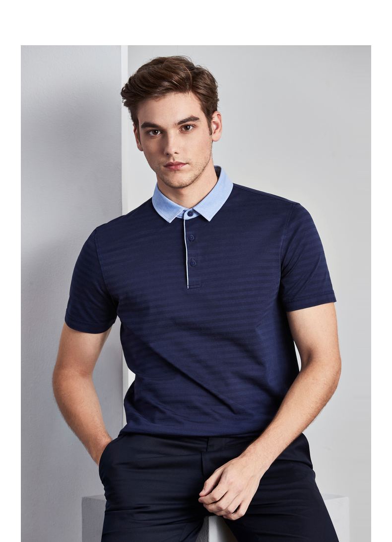 ports宝姿男装春夏商务棉桑蚕丝短袖polo衫ml8n177kzt008navys