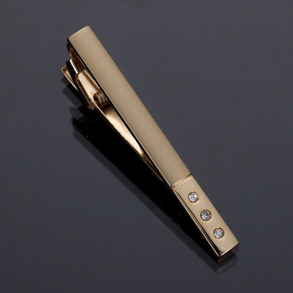 仓梵领带夹金色ck钻石精品铜不褪色商务男领夹保安职业礼盒装收藏优先